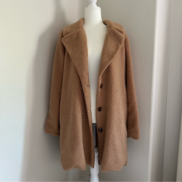 Style Me Teddy Trench Coat in Tan Women’s Size XL Faux Shearling Brown Old Money - Picture 2 of 5